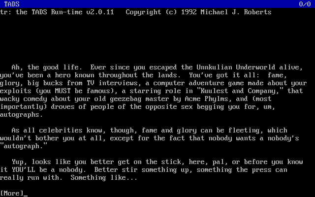screenshot of Unnkulian Unventure II:  The Secret of Acme