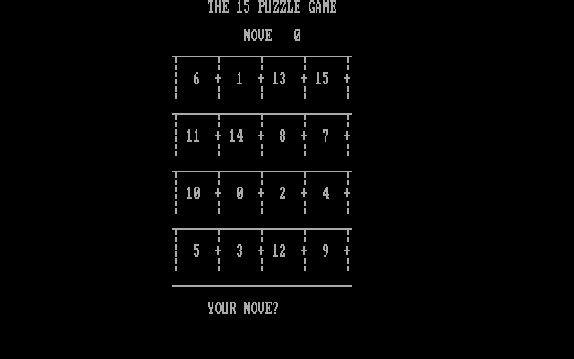 screenshot of Fifteen Puzzle