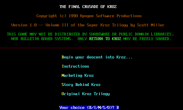 screenshot of The Final Crusade of Kroz
