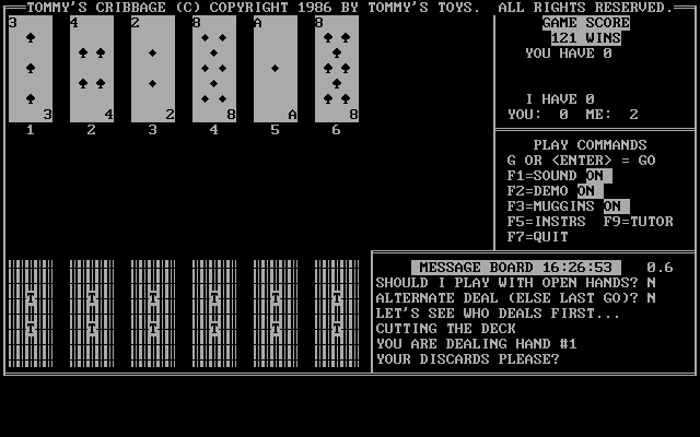 screenshot of Tommy's Cribbage