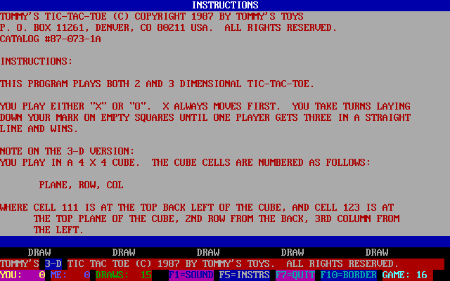 screenshot of Tommy's Tic-Tac-Toe