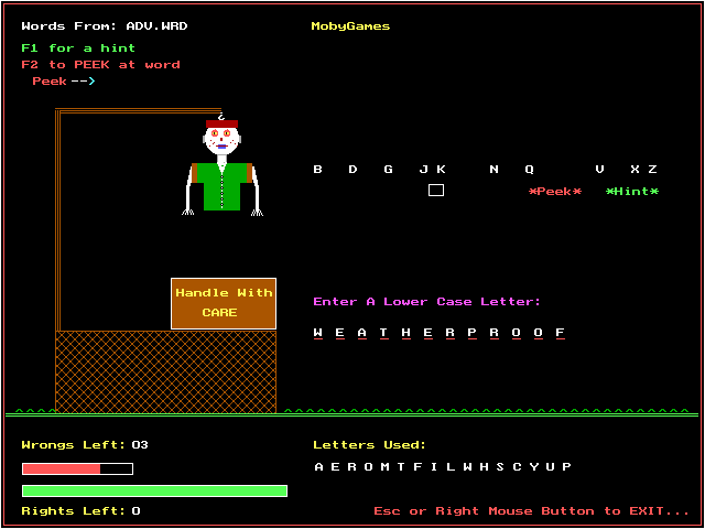 screenshot of Hangman