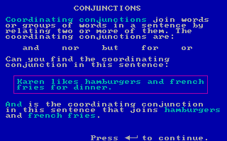 screenshot of Electronic Grammar: Parts of Speech