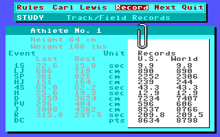 screenshot of Carl Lewis' Go for the Gold 
