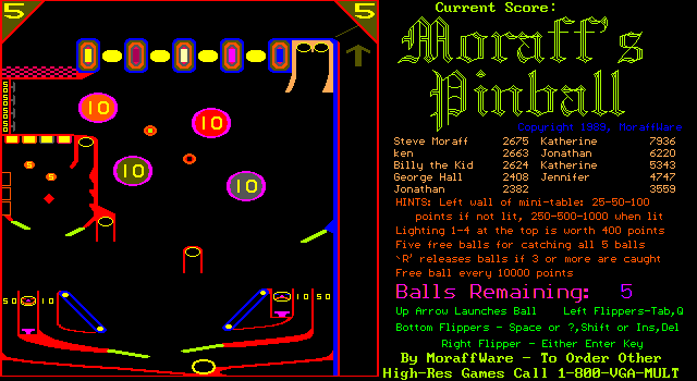 screenshot of Moraff's Pinball