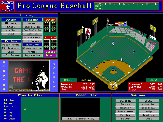 screenshot of Pro League Baseball