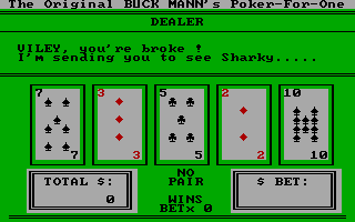 screenshot of The Original Buck Mann's Poker for One