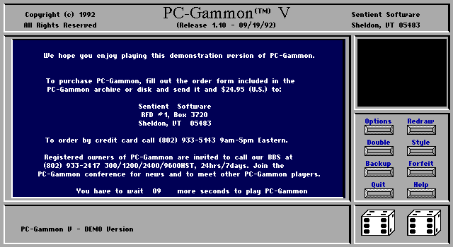 screenshot of PC-Gammon