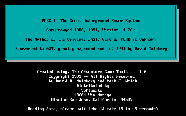 screenshot of Pork I: The Great Underground Sewer System