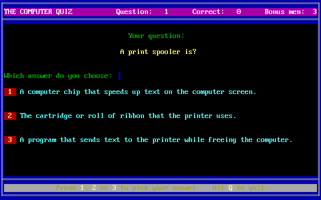 screenshot of The Computer Quiz