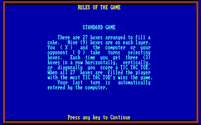 screenshot of Cubic Tic Tac Toe
