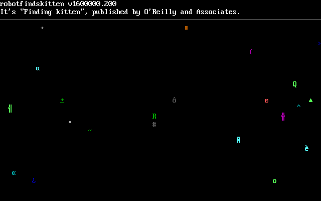 screenshot of robotfindskitten