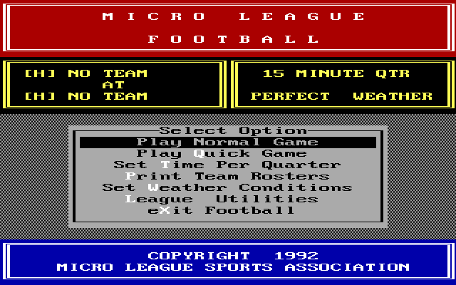 screenshot of MicroLeague Football: The Coach's Challenge