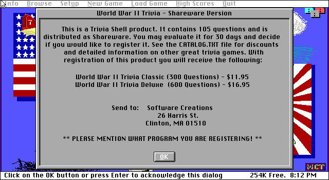 screenshot of World War II Trivia